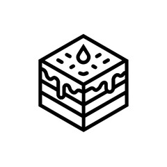 Delicious cake slice icon vector illustration dessert pastry sweet treat bakery confectionery food design line art 100