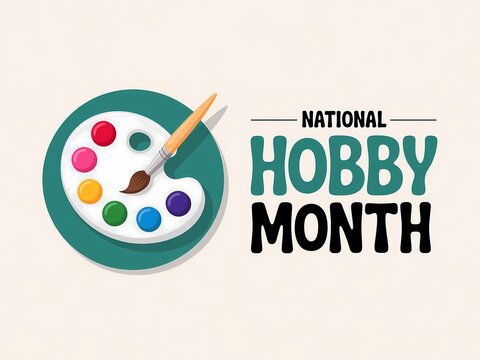Celebrate national hobby month with a colorful art palette and paintbrush illustration - Powered by Adobe