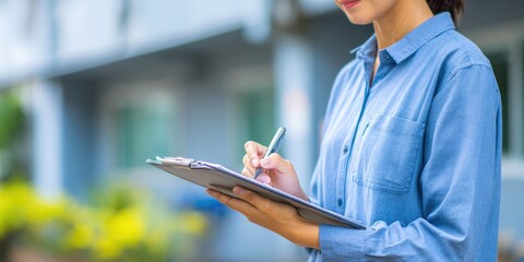 Asian female conducting internal audit checklist for esg strategy review evaluating sustainable practices in supply chain management for net zero goals