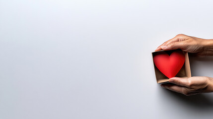 The concept of charity, love, donate and helping hand. International cardiology day.space for text