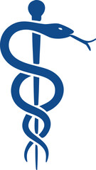 Minimalist caduceus medical symbol with wings, suitable for healthcare presentations, doctor logos, medical brochures, and digital health interfaces.