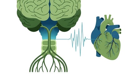Mind-body connection illustration, Brain-Heart Connection Illustration Neurology, Cardiology, and N