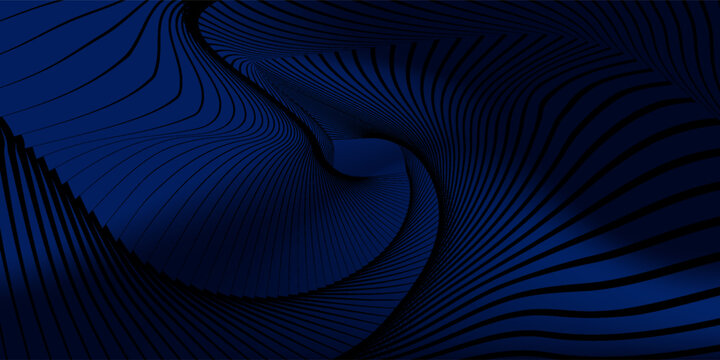 Abstract luxury glowing lines curved overlapping on dark blue background elegant