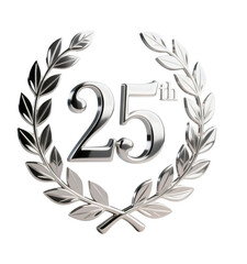 Silver 25th Anniversary Emblem with Laurel Wreath