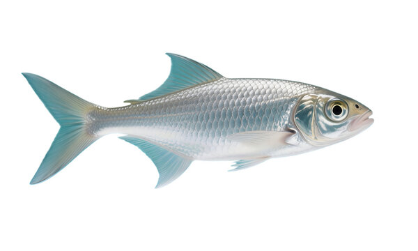 Silver Fish with Blue Fins Isolated