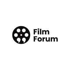 Striking film forum logo evokes cinema's timeless appeal. Perfect for branding, events, and creative discussions.