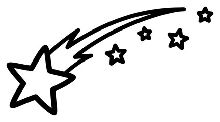 Shooting Star Outline Vector Illustration With Trail And Small Sparkles