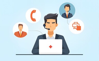 Live support concept. Business customer care service concept. Icon for contact us, support, help, phone call and website click. Flat vector illustration. High quality
