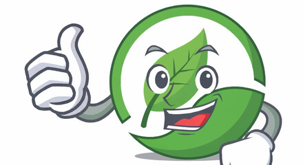 Obraz premium Cheerful green leaf logo with a thumbs up, perfect for eco-friendly brands and sustainable initiatives that inspire trust and positive brand associations