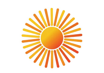 Bright stylized sun icon vibrant orange yellow rays sunshine symbol graphic sunny day weather element transparent background