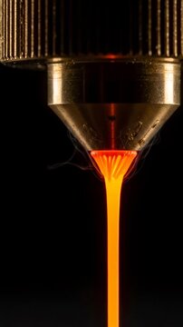 Bioprinting extrusion with molten material flowing from nozzle as advanced regenerative medicine research technology Vertical video