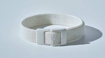 White glitter elastic band with buckle isolated on white background