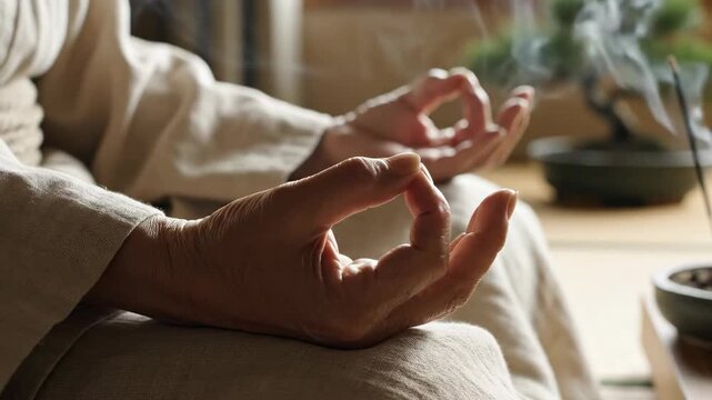 Practicing Mindful Meditation Indoors During the Day at Home