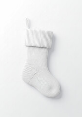 Minimal White Christmas Stocking on Pure Background