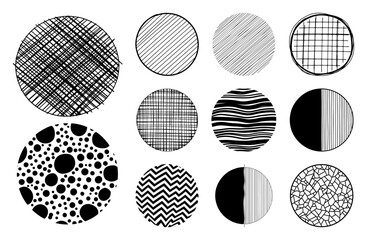 Hand Drawn Doodle Circle Seamless Pattern Textures