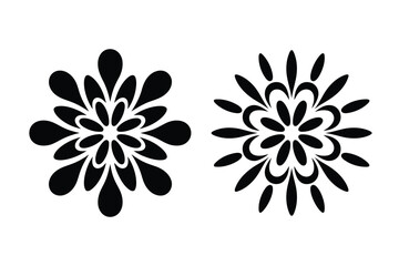 Two black abstract floral shapes on white background vector illustration