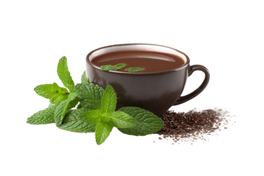 Gourmet peppermint cocoa infusion isolated on transparent background