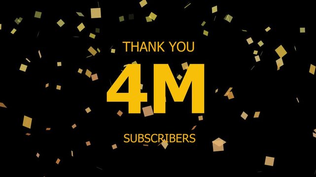 Thank You 4M. Subscribers Celebration 4M. Animation with Black Background Subscription Logo Animation Videos. Thank you followers congratulation. subscribers modern animation banner design.
