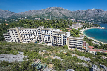 View of so called Bay of Abandoned Hotels in Kupari, Croatia
