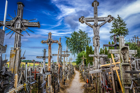 Kryziu kalnas - Hll of Crosses - famous pilgrimage site near Siauliai city in northern Lithuania