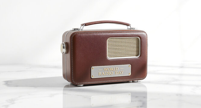 Celebrate World Radio Day with this vintage-inspired, stylish brown radio perfect for music lovers and audio enthusiasts looking for a classic sound system - Powered by Adobe