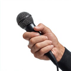 Isolated Professional Photo of Hand with Microphone for Speaking or Performance Concept. Generative AI