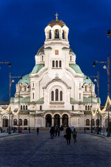 Fototapeta premium St. Alexander Nevsky Cathedral, Christmas lighting, Sofia, Republic of Bulgaria, Europe