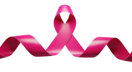 Pink ribbon symbol of breast cancer awareness support and hope detailed closeup transparent background