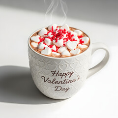 Steaming Hot Chocolate in a "Happy Valentine's Day" Mug