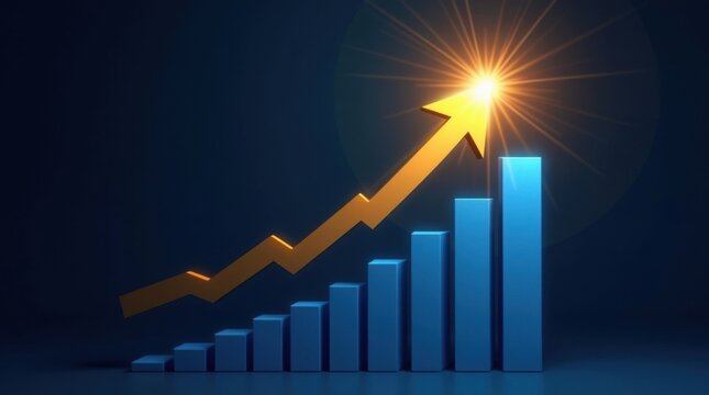 Gr&aacute;fico de barras din&aacute;mico con una flecha apuntando hacia arriba