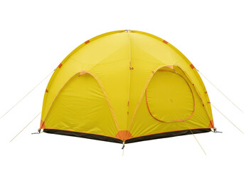 Isolated yellow domed camping tent for adventures, camping trip, or outdoor activities © Johanna
