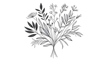 Obraz premium Modern Botanical Line Art Bouquet