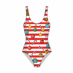 Festive One-Piece Swimsuit Vector for Southern Hemisphere Christmas