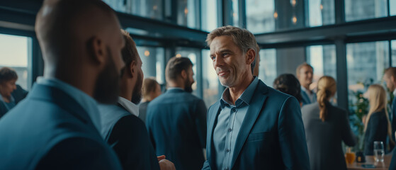 Business Networking Event with Professionals Engaged in Conversation