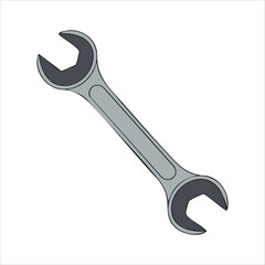 Metal wrench tool for mechanical repair work isolated vector illustration on white background