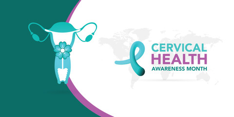 Cervical cancer awareness month is observed every year in january. January is cervical cancer awareness month. Vector template for banner, greeting card, poster with background. Vector illustration