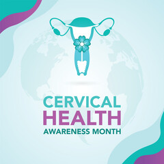 Cervical cancer awareness month is observed every year in january. January is cervical cancer awareness month. Vector template for banner, greeting card, poster with background. Vector illustration