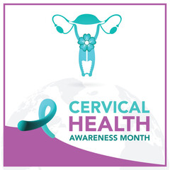 Cervical cancer awareness month is observed every year in january. January is cervical cancer awareness month. Vector template for banner, greeting card, poster with background. Vector illustration