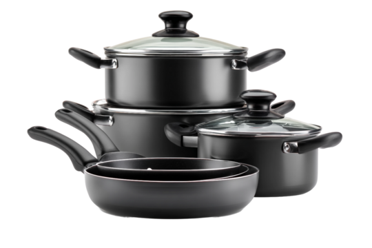 Durable portable cookware isolated on transparent background