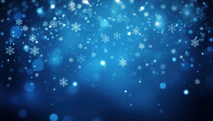 Winter wonderland experience snowy atmosphere bokeh effects vibrant blue background celebratory feel holiday spirit