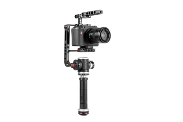 Compact portable gimbal stabilizer isolated on transparent background