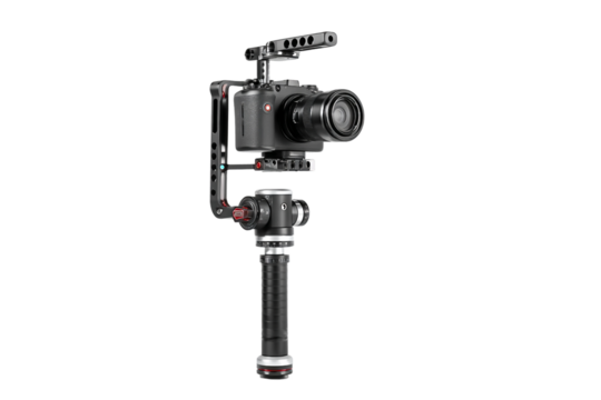 Compact portable gimbal stabilizer isolated on transparent background