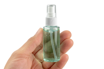 Convenient hand sanitizer spray isolated on transparent background