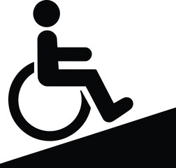 Wheelchair access ramp symbol for disabled people and mobility assistance