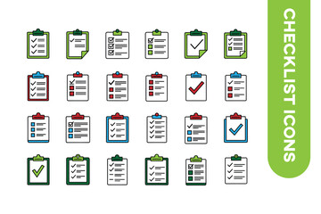 clipboard checklist to do list complete icon set line style