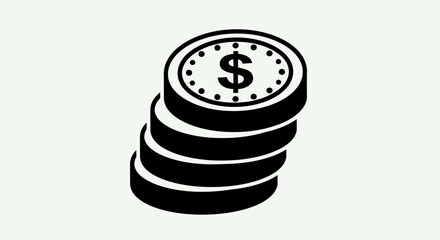 Stacked Dollar Coins Money Vector Icon