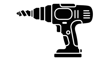 Electric Power Drill Tool Silhouette Icon Symbol