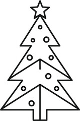 A christmas tree outline with a star on top and circles as ornaments on a white background vector