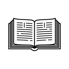 Open book icon, education and knowledge symbol, reading and learning concept
