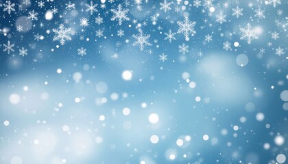 Winter wonderland snowflakes falling in a serene landscape soft blue background high-quality digital art peaceful atmosphere abstract concept for seasonal decor and inspiration